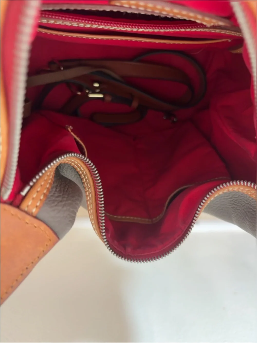 Dooney & Bourke gray and Tan Leather Hobo Bag